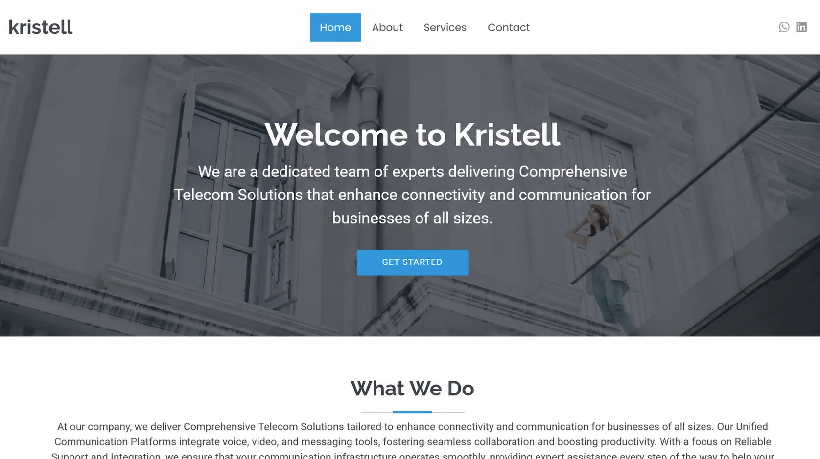 Kristell commerce website home page